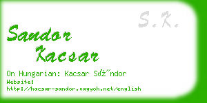 sandor kacsar business card